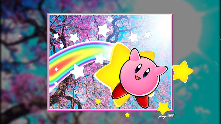 Nintendo, Kirby, video game, karya seni, latar belakang sederhana, seni digital, Wallpaper HD