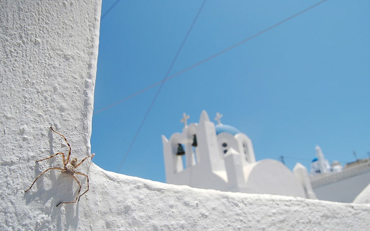 sky, church, spider, Greece, HD wallpaper