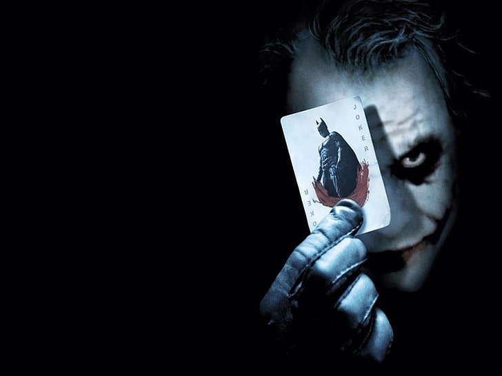 Joker memegang kartu Batman, Joker, Batman Begins, Batman, Wallpaper HD