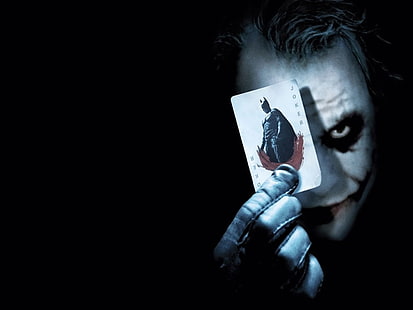 Joker con in mano una carta Batman, Joker, Batman Begins, Batman, Sfondo HD HD wallpaper