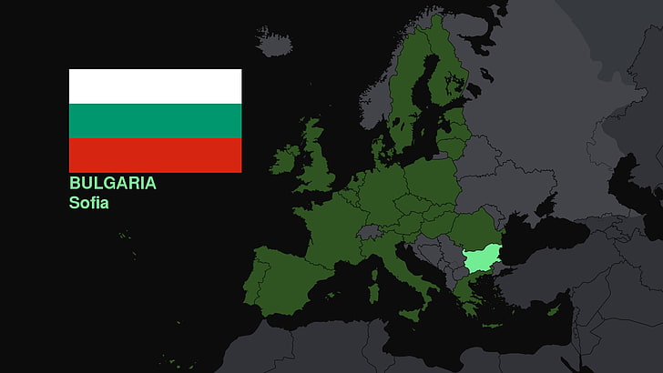 Болгария, Европа, карта, флаг, HD обои
