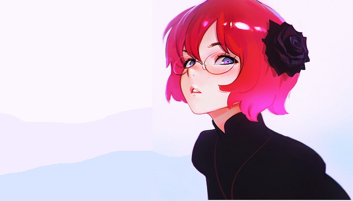 wallpaper digital karakter anime wanita, Ilya Kuvshinov, ilustrasi, latar belakang sederhana, Wallpaper HD