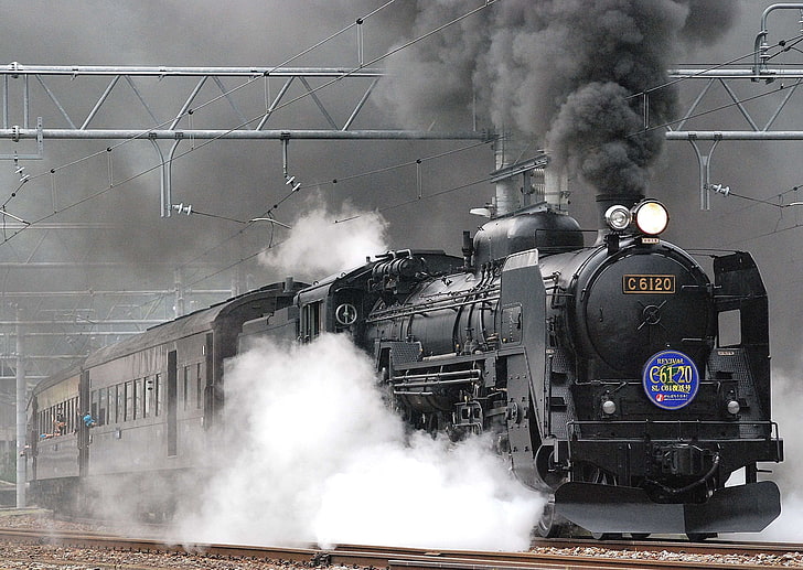 lokomotif, kereta api, kereta api, asap, kereta api, transportasi, perjalanan, kendaraan, Wallpaper HD