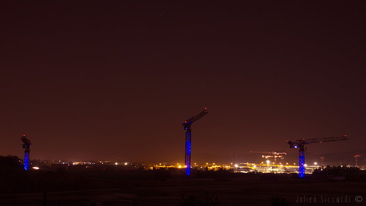 malam, pemandangan kota, crane (mesin), Wallpaper HD