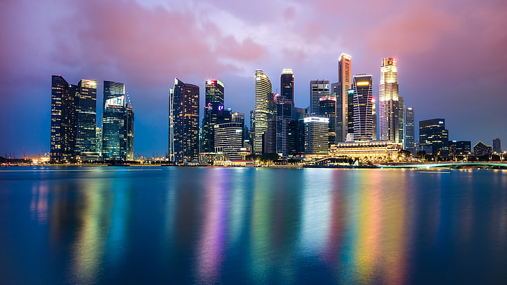 Singapore, Nightscape, 4K, Skyline, HD wallpaper