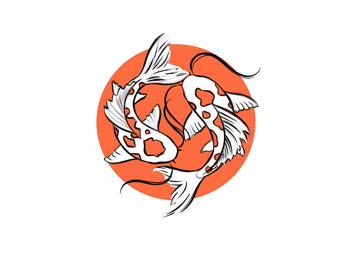 Fische, Koi, Fisch, Koi-Fisch, Minimalist, Yin und Yang, HD-Hintergrundbild