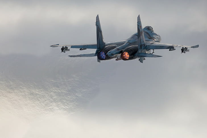 Сухой Су-27, ВВС России, военный, военный самолет, реактивный истребитель, HD обои