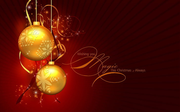 dwie pomarańczowe bombki ilustracja, wakacje, boże narodzenie, ozdoby świąteczne, Tapety HD