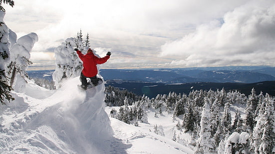 góry, śnieg, snowboard, zima, Tapety HD HD wallpaper