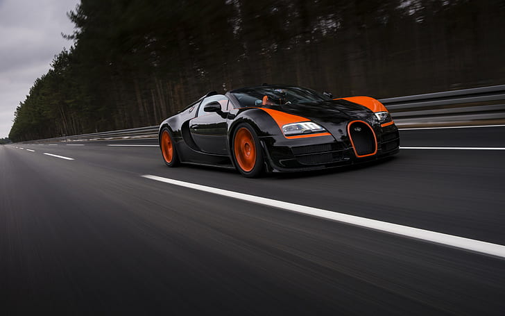 Bugatti Veyron Grand Sport Vitesse on Road, спорт, дорога, гранд, бугатти, вейрон, витесс, автомобили, HD обои