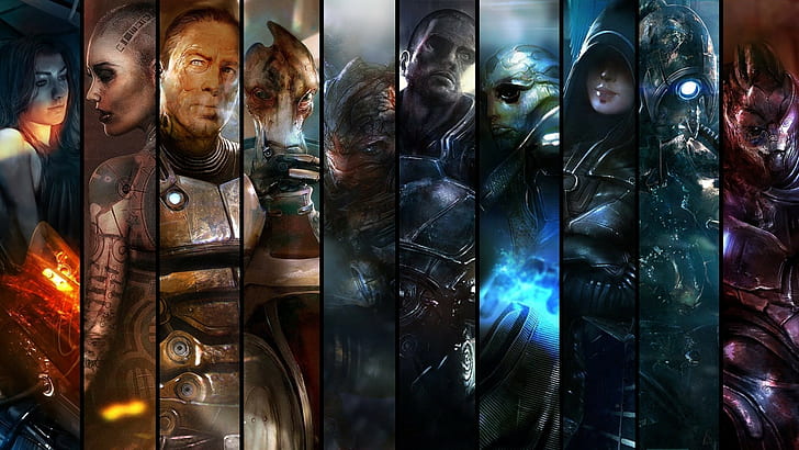 videospel, Mass Effect, Mass Effect 2, collage, HD tapet