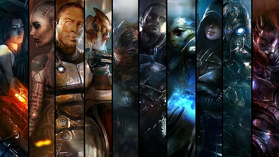 video games, Mass Effect, Mass Effect 2, collage, HD wallpaper HD wallpaper
