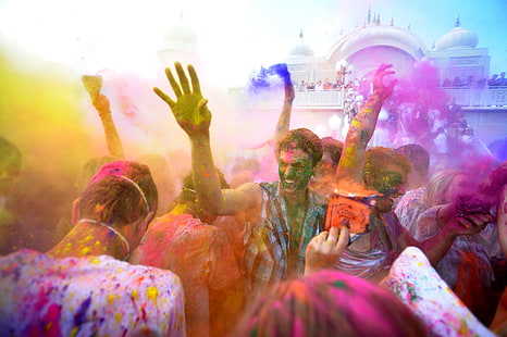 color, colores, festival, hindú, holi, vacaciones, india, primavera, Fondo de pantalla HD HD wallpaper
