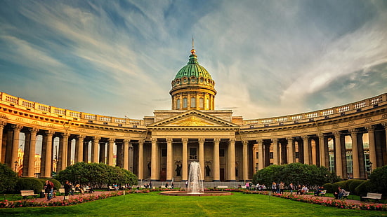 paysage, la cathédrale de Kazan, Saint-Pétersbourg, Fond d'écran HD HD wallpaper