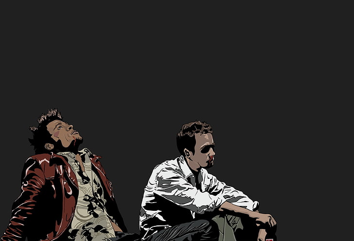dua orang duduk seni vektor, Fight Club, film, vektor, Wallpaper HD