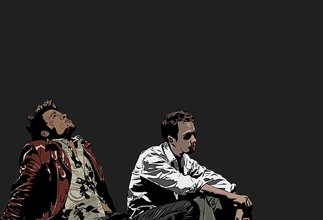 two men sitting vector art, Fight Club, movies, vector, HD wallpaper HD wallpaper