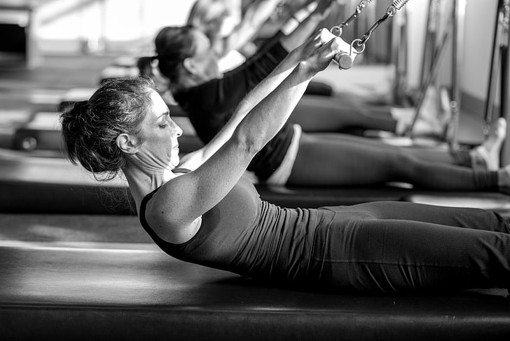 black and white, workout, class, pilates, HD wallpaper