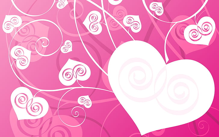 Cinta daun berbentuk hati, Love, Heart, Leaves, Pink, Wallpaper HD