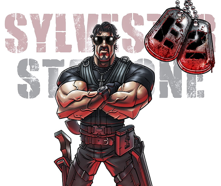 Sylvester Stallone, drawing, movies, The Expendables 2, HD wallpaper