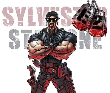 Sylvester Stallone, drawing, movies, The Expendables 2, HD wallpaper HD wallpaper