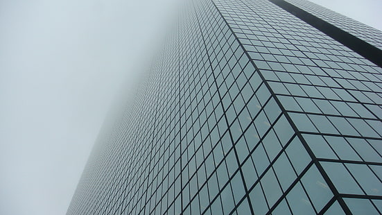 bâtiment, brume, vue d'oeil de ver, architecture, Fond d'écran HD HD wallpaper