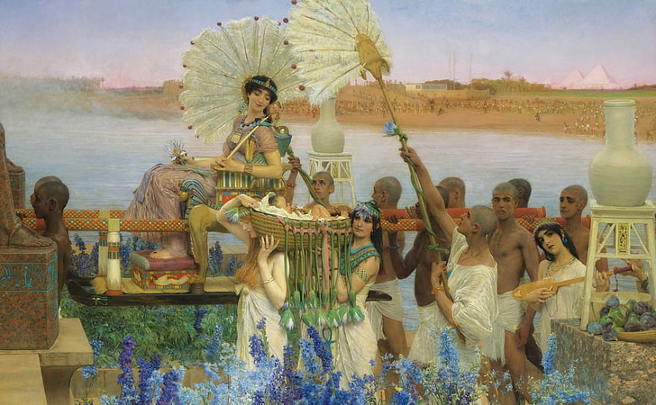 image, histoire, mythologie, Lawrence Alma-Tadema, La découverte de Moïse, Fond d'écran HD