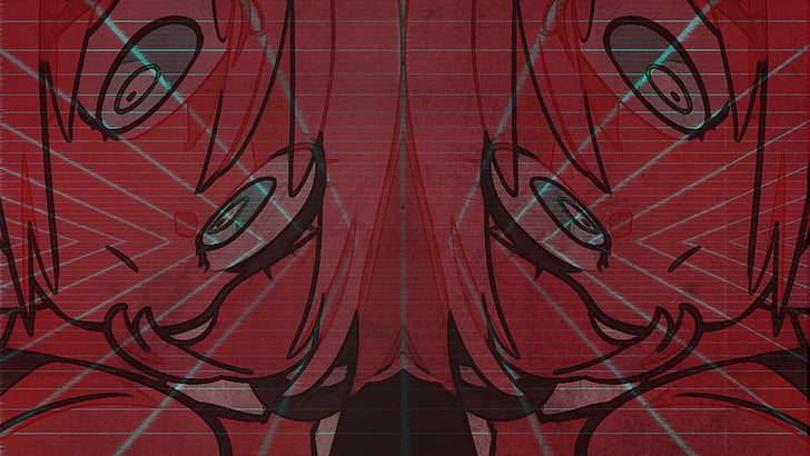 Anime, Mädchen, Gesicht, Rot, Retro, HD-Hintergrundbild