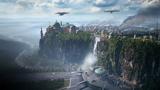 zrzut ekranu ze sceny filmowej, Star Wars Battlefront II, Star Wars, gry wideo, Naboo, Tapety HD HD wallpaper