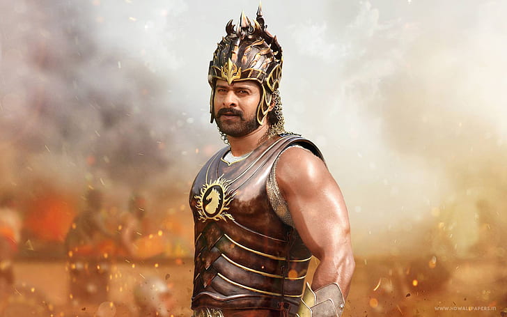 Prabhas in Baahubali HD, man wearing knight helmet and vest, celebrities, in, baahubali, prabhas, HD wallpaper