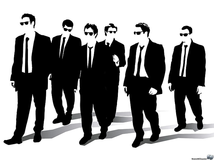 men's black formal suit, suits, sunglasses, Reservoir Dogs, silhouette, movies, Quentin Tarantino, HD wallpaper