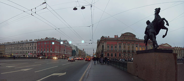 anichkov bridge, nevsky prospect, russia, saint petersburg, anichkov most, nevskij prospekt, rossiya, sankt peterburg, HD wallpaper