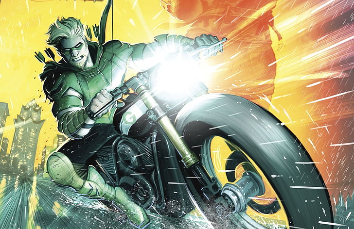 Зеленая стрела, комиксы DC, Оливер Квин, галактика, научная фантастика, туманность, HD обои