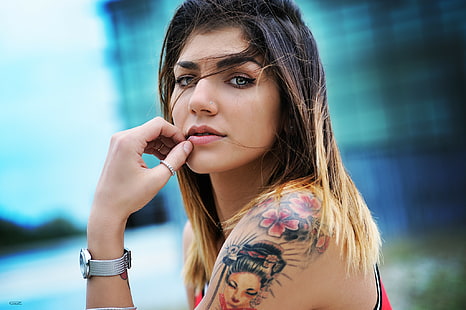 mujer, modelo, Giovanni Zacche, tatuaje, retrato, 500 px, cara, Fondo de pantalla HD HD wallpaper