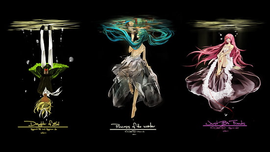Vocaloid, Kagamine Rin, Hatsune Miku, Megurine Luka, สาวการ์ตูน, วอลล์เปเปอร์ HD HD wallpaper