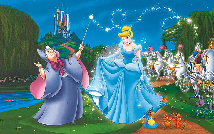 Princess Cinderella Castle Fairy Godmother Magic Wand Chariot Hd Wallpaper 1920 × 1200, Fond d'écran HD
