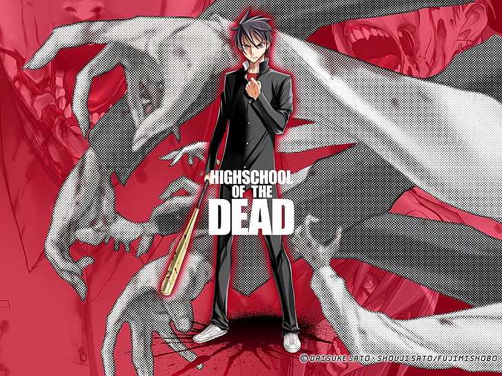High School of the Dead Anime Zombie HD, гимназия на мъртвите, карикатура / комикс, аниме, мъртвите, зомби, гимназия, училище, HD тапет