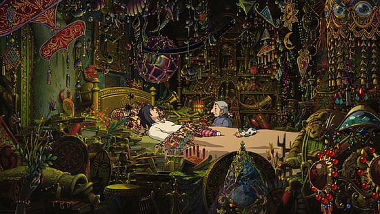 ผู้ชายนอนอยู่บนเตียงวอลเปเปอร์, Studio Ghibli, Howl's Moving Castle, อะนิเมะ, วอลล์เปเปอร์ HD HD wallpaper