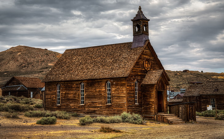 Church of Bodie, brown wooden house, United States, California, Abandoned, ghost town, Bodie, mono county, HD wallpaper