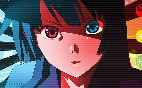 planche de bois blanc et rouge, série Monogatari, anime, Senjougahara Hitagi, Fond d'écran HD HD wallpaper