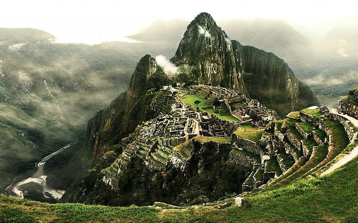 Machu Picchu Mountains Clouds Jungle Ruins HD, nature, clouds, mountains, jungle, ruins, machu, picchu, HD wallpaper