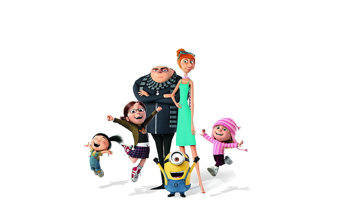 Despicable me characters цифров тапет, Despicable Me 3, Gru, Margo, Agnes, Edith, Lucy Wilde, Minions, 4K, HD тапет