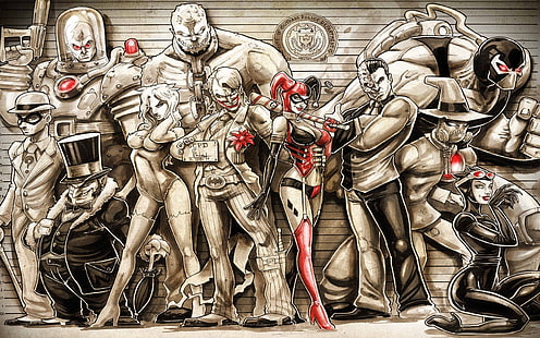 Cyfrowa tapeta postaci złoczyńcy, Harley Quinn, Batman, Joker, DC Comics, sztuka cyfrowa, Tapety HD HD wallpaper