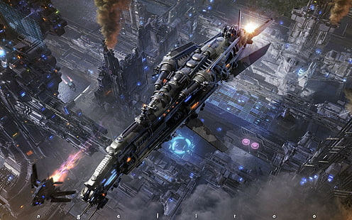 graue und schwarze Raumschifftapete, Science Fiction, futuristisch, HD-Hintergrundbild HD wallpaper