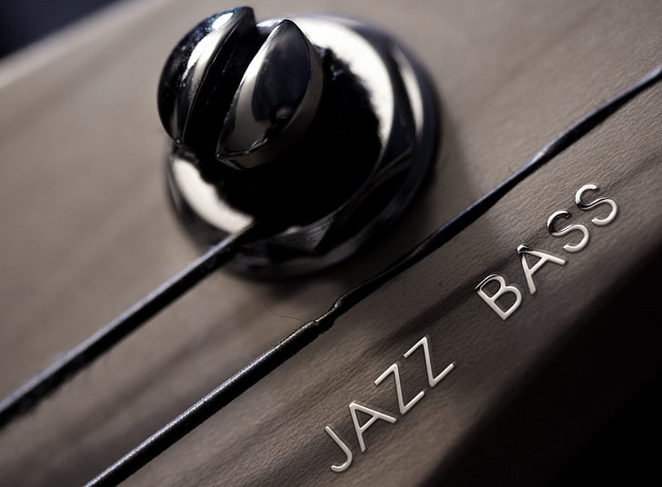 Jazz Bass, чёрная электрическая бас-гитара, музыка, макро, джаз, бас, струны, крыло, HD обои