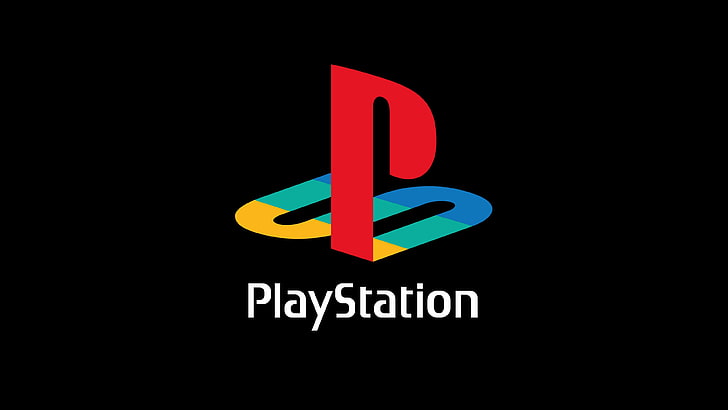 Logo PlayStation, PlayStation, jeux vidéo, logo, fond simple, fond noir, Fond d'écran HD