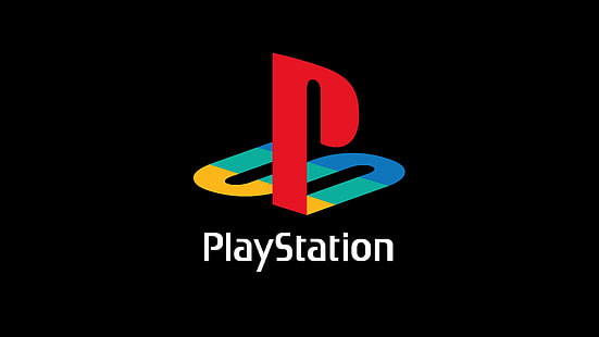 PlayStation-logotyp, PlayStation, videospel, logotyp, enkel bakgrund, svart bakgrund, HD tapet HD wallpaper