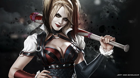 Harley Quinn wallpaper, Harley Quinn, Batman, Joker, DC Comics, digital art, HD wallpaper HD wallpaper