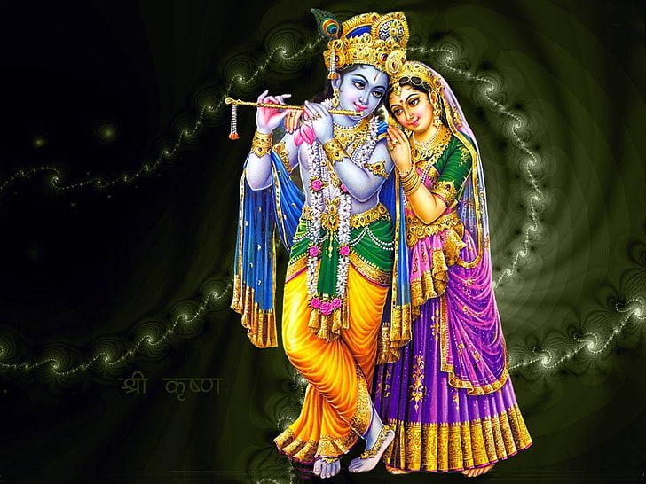 Tanrı Krishna ve Radha, Radha ve Krishna illüstrasyon, Tanrı, Lord Krishna, HD masaüstü duvar kağıdı