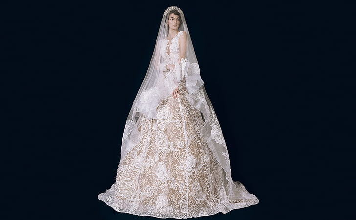 Bride, Vintage Inspired Wedding Dress, Girls, Girl, Beautiful, People, Love, Woman, Designer, Princess, Young, Female, Royal, Veil, Queen, Model, Gorgeous, Crown, Wedding, Collection, bride, Elegant, Dress, embroidery, Lovely, Fabulous, glamorous, Marriage, WhiteDress, classy, BenitoSantos, weddingdresses, embroidered, LaceSleeve, HD wallpaper