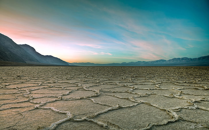 Ebenen, Wüste, Landschaft, Himmel, Salzseen, Muster, Kalifornien, Berge, Death Valley, Natur, HD-Hintergrundbild